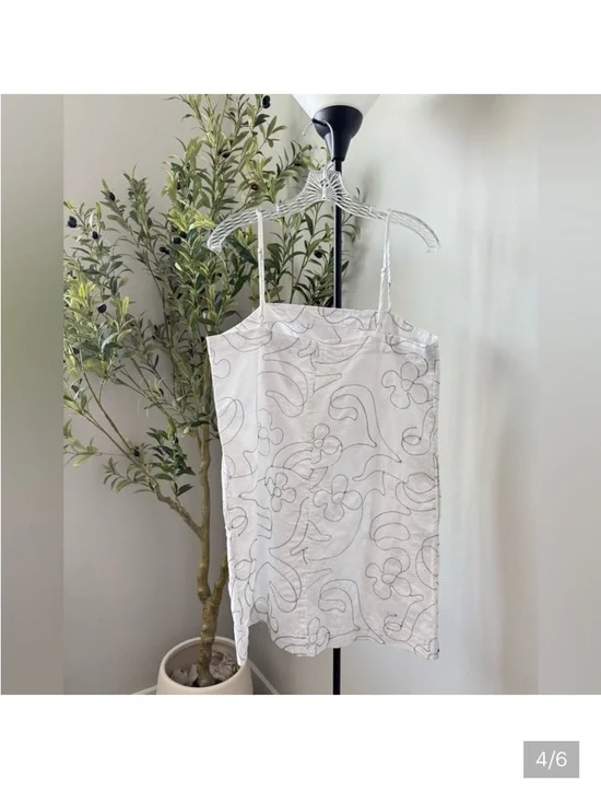 Madewell Goldie Mini Dress in 100% Linen Eyelet White 8 - Picture 4 of 5